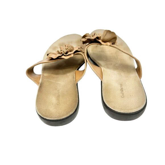 Croft & Barrow Womens Sandals 9.5 Medium Tan Flower Summer - Picture 5 of 7